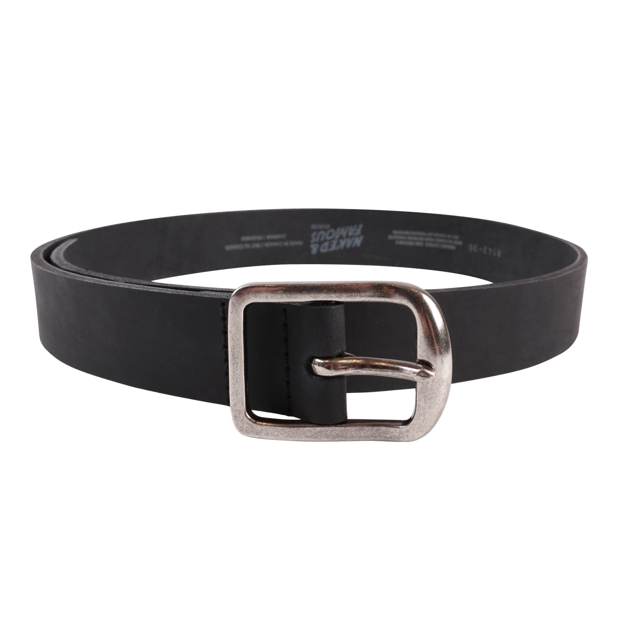 NAKED & FAMOUS Ceinture Épaisse en Cuir Noir