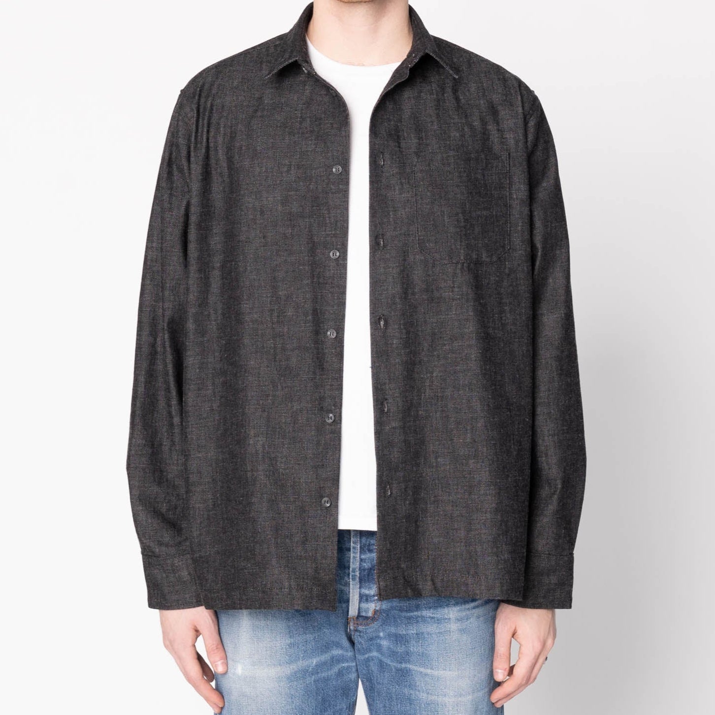 NAKED & FAMOUS True Shirt - Black Lightweight Denim - Black