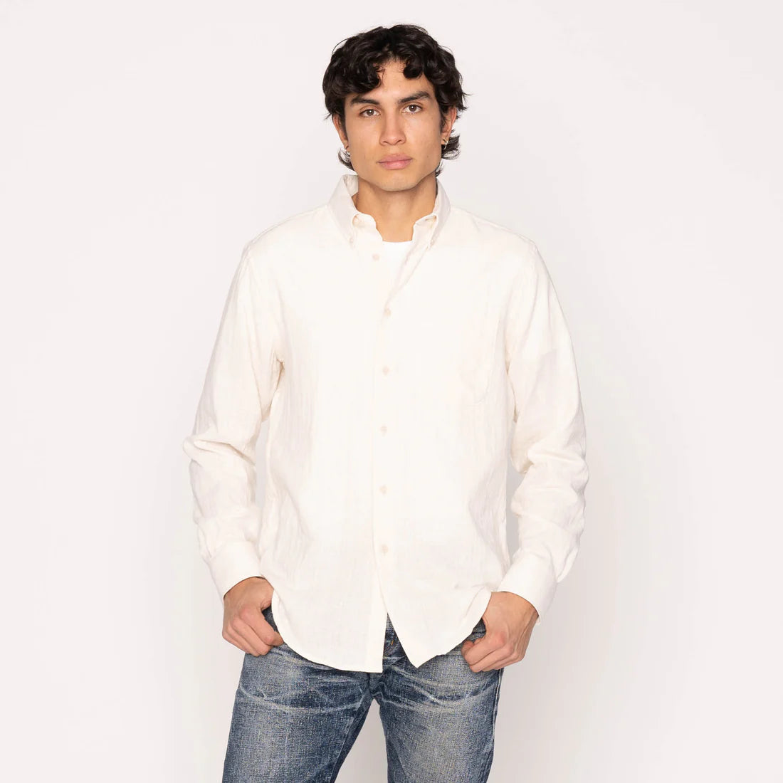 NAKED & FAMOUS Chemise Easy Slub Gauze Double Tissage - Blanc