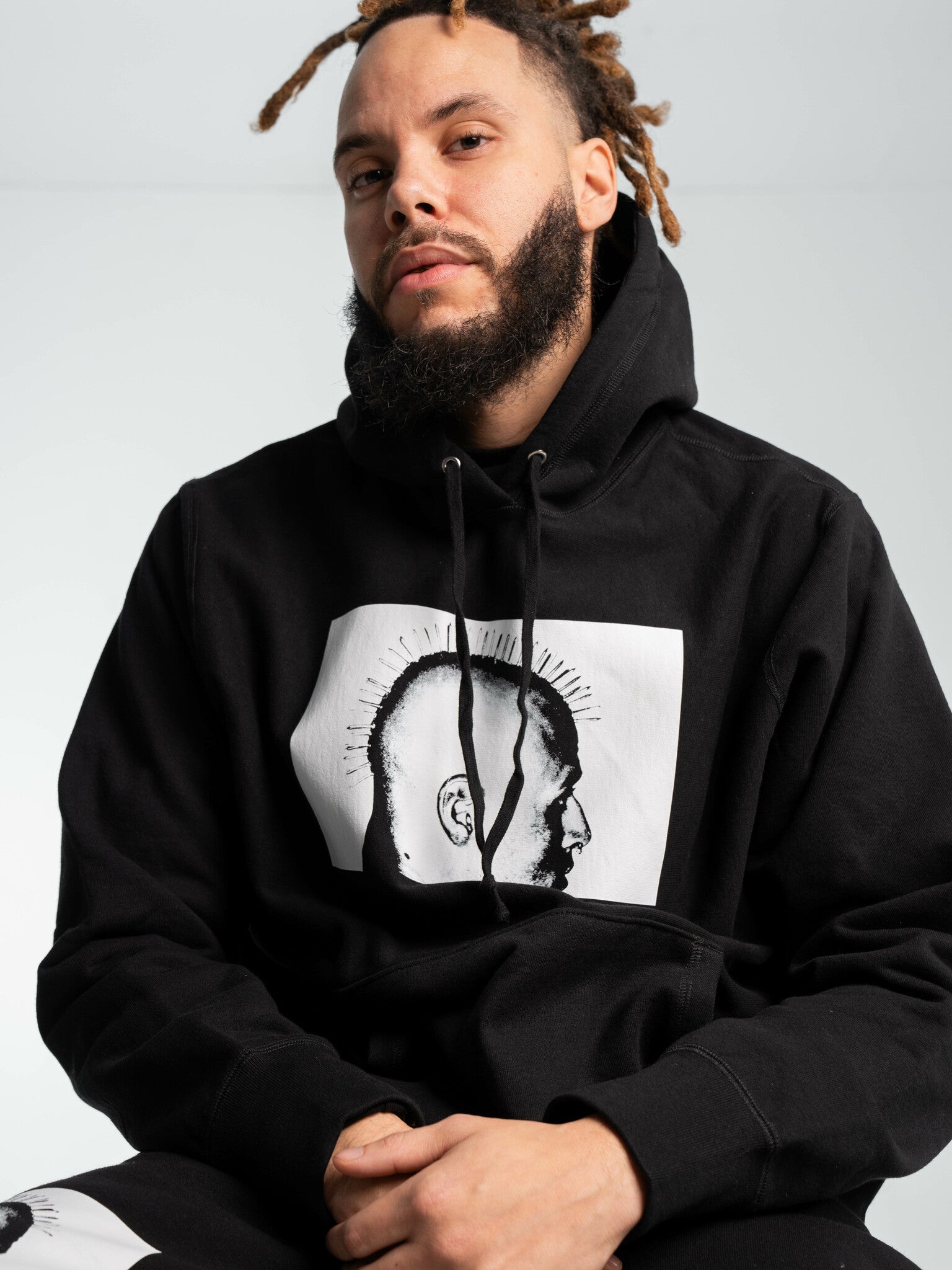 GANK Black punk pull à capuche en noir