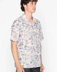 NAKED & FAMOUS Aloha Shirt - Linen Cats -Blue