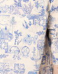 NAKED & FAMOUS Aloha Shirt - Linen Cats -Blue