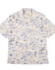 NAKED & FAMOUS Aloha Shirt - Linen Cats -Blue