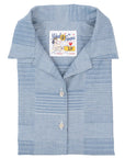 Naked & Famous Camp Collar Shirt - Dobby Patchwork - Pale Blue