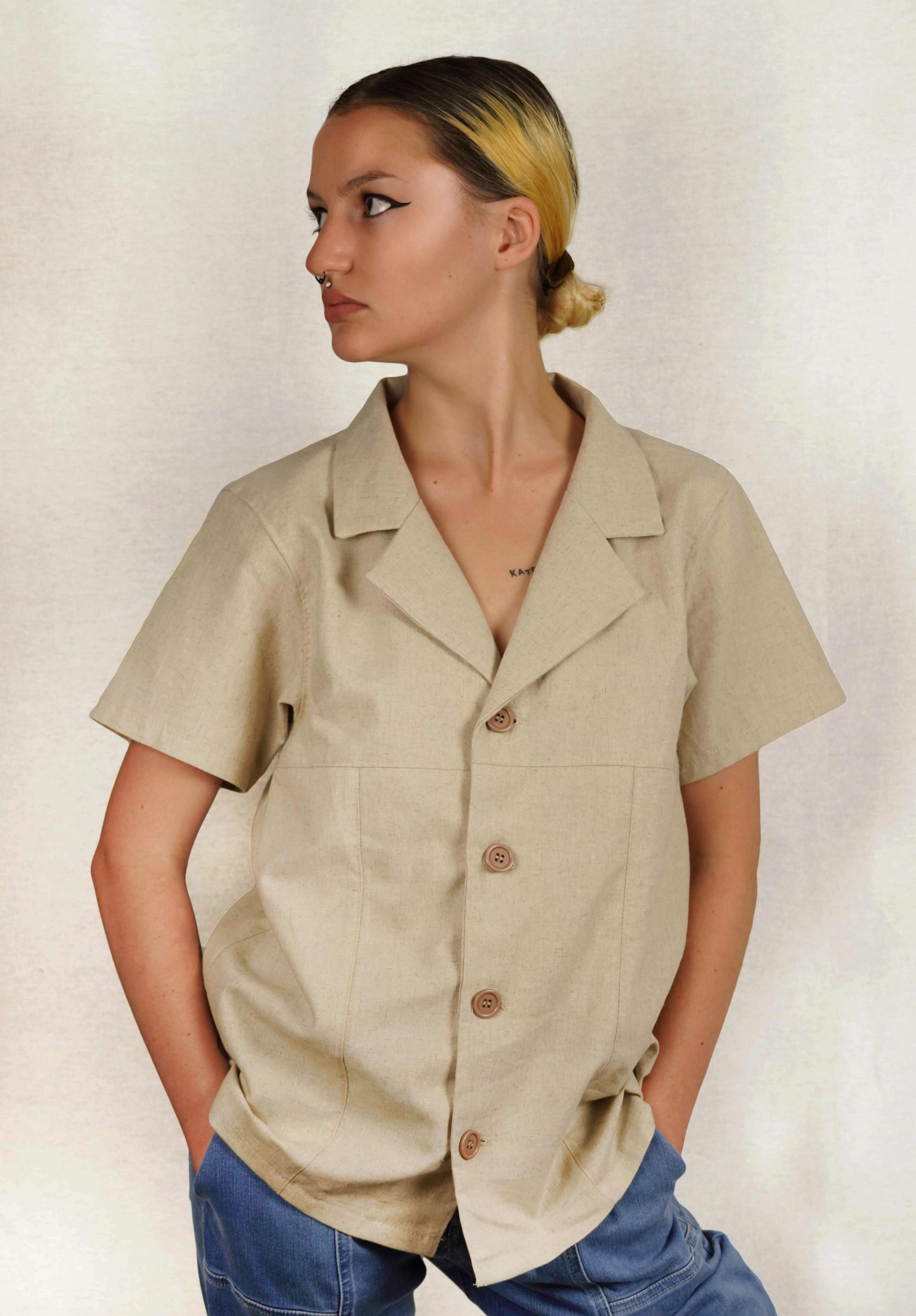ALYKS Chemise en lin en beige