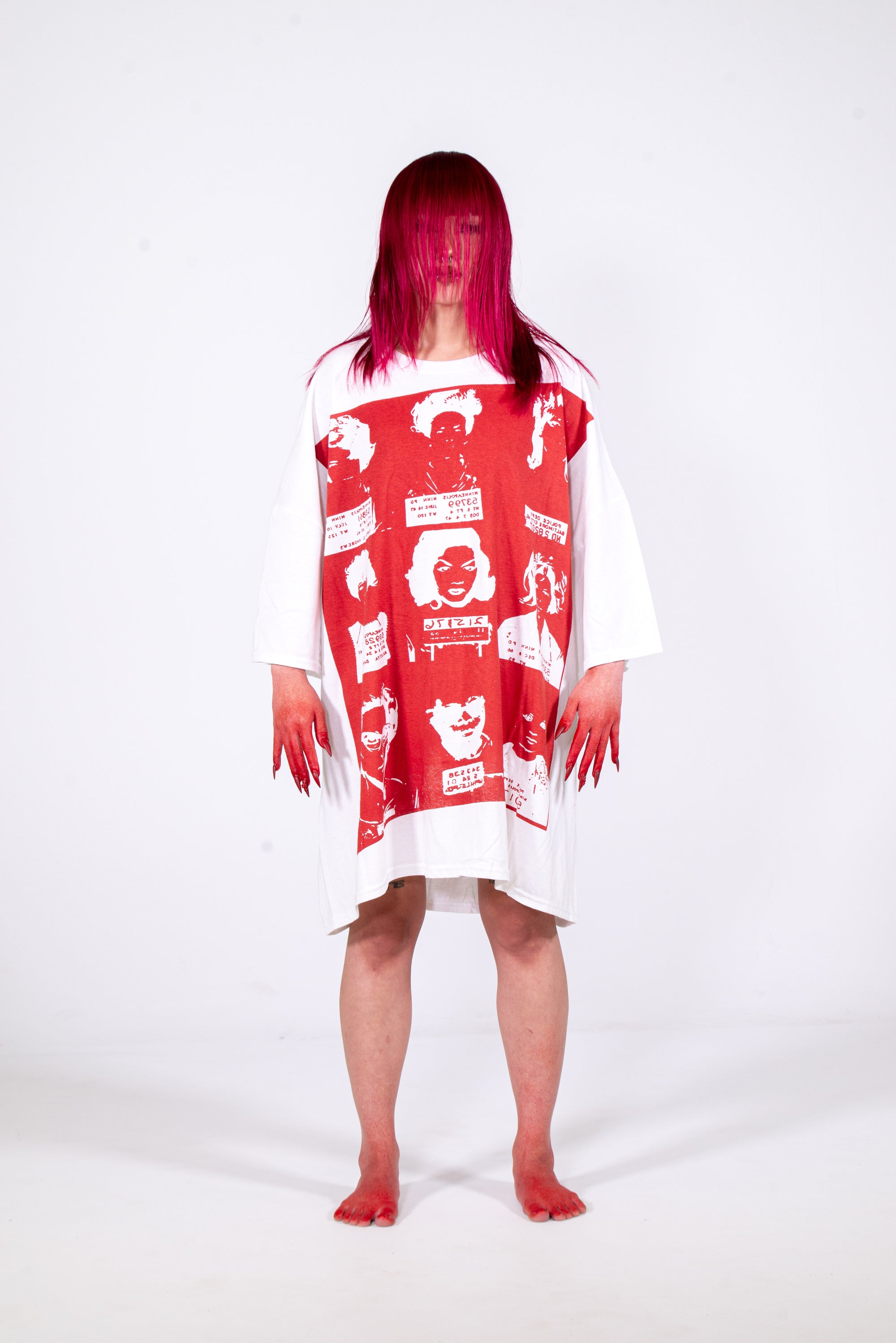 RED RAVEN T-shirt rouge et blanc/rose