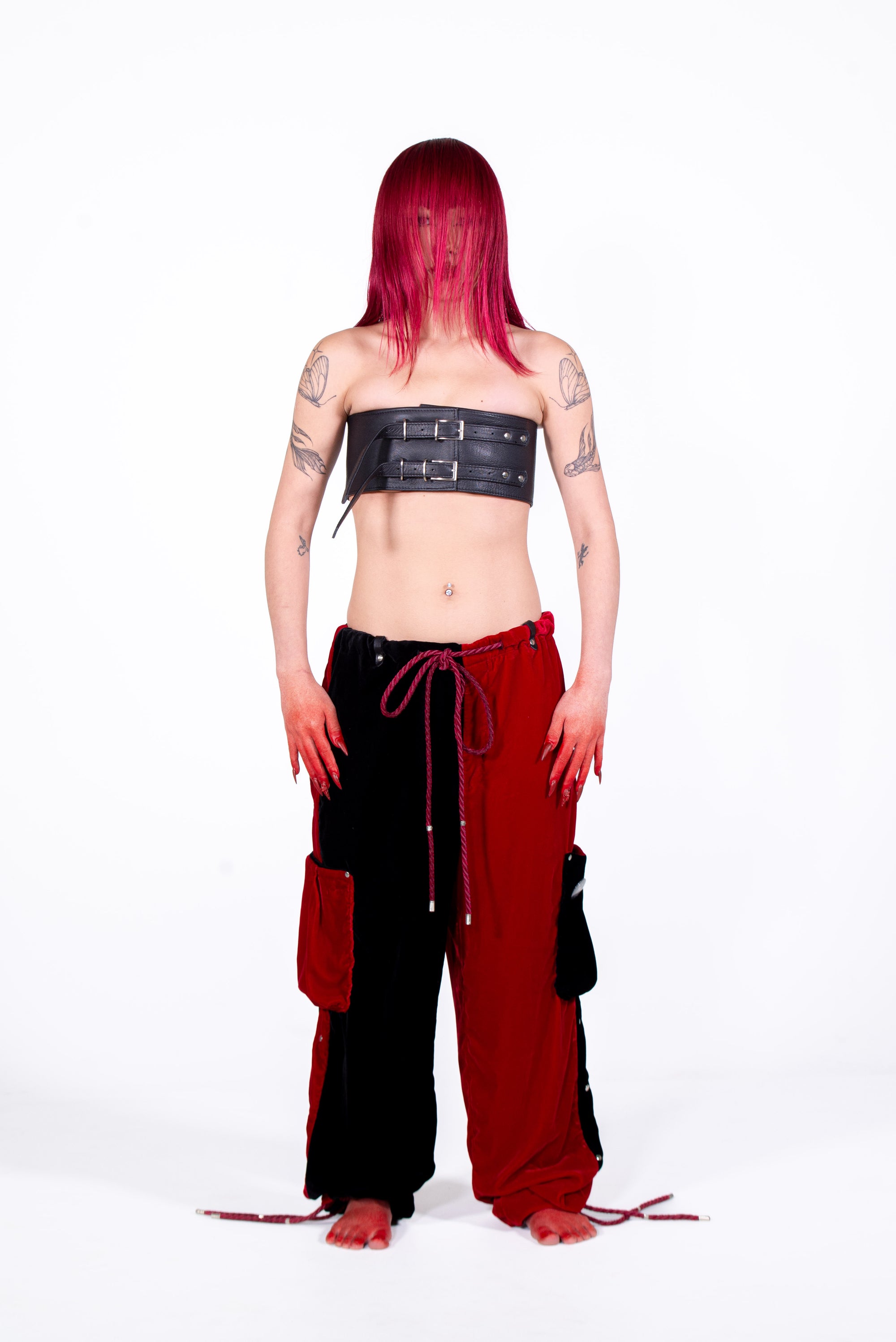 RED RAVEN Ceinture large cuir noir avec boucle
