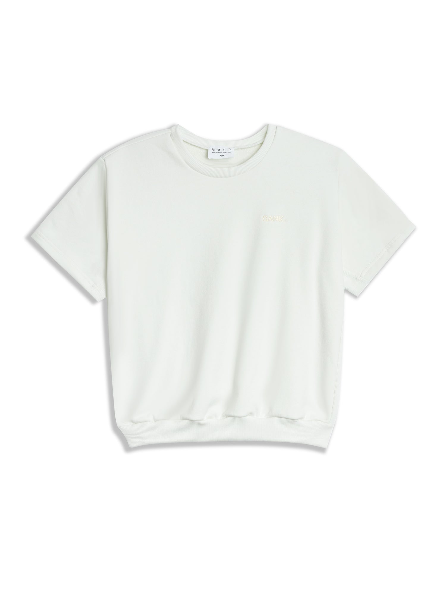 GANK T-Shirt blanc french terry brodé crème