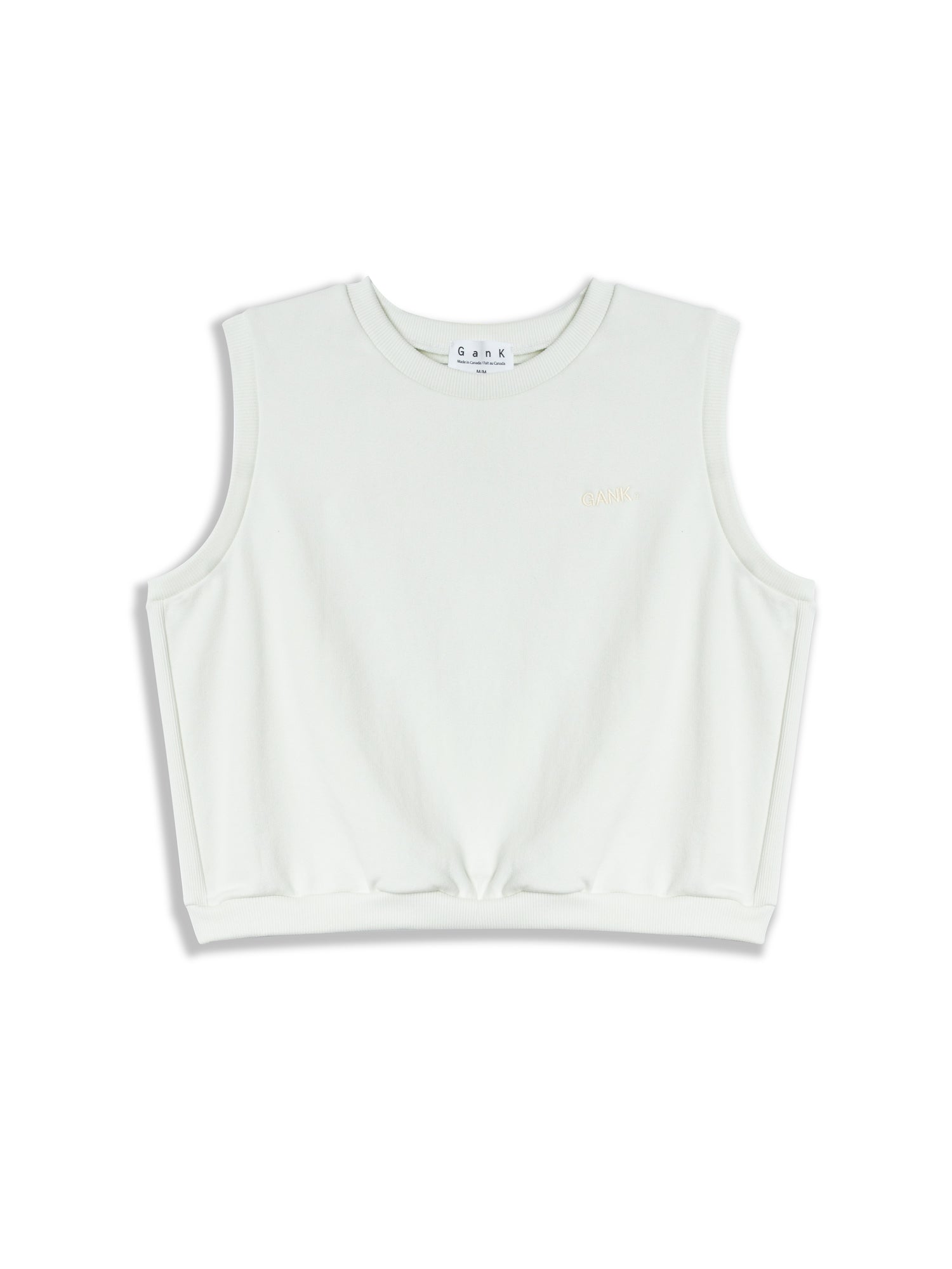 GANK Sleeveless T-Shirt French Terry White Embroidered Cream