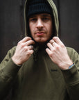 GANK Black Embroidered Olive Hoodie