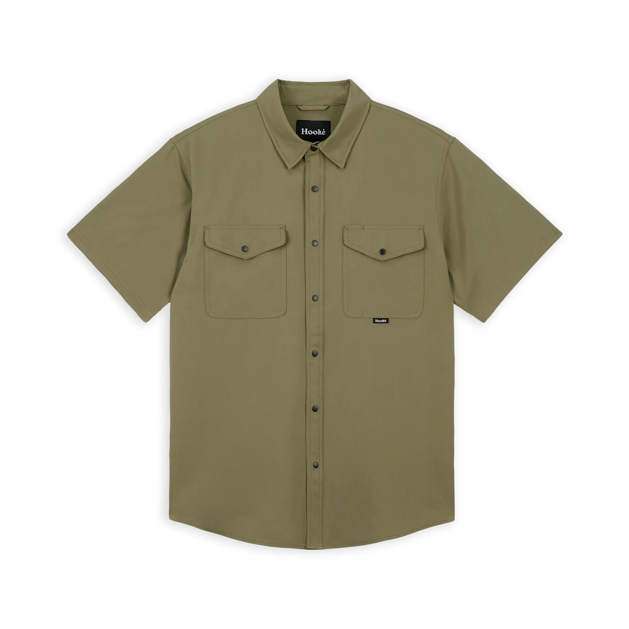 HOOKE Rivière chemise à manche courtes en vert olive