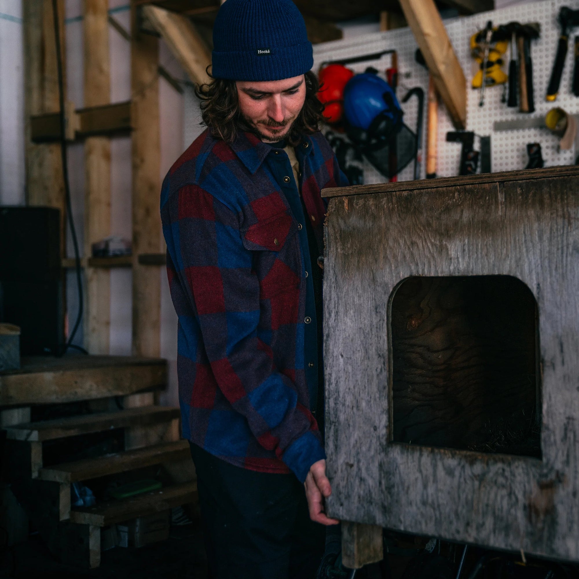 HOOKÉ Canadian overshirt navy & bordeau