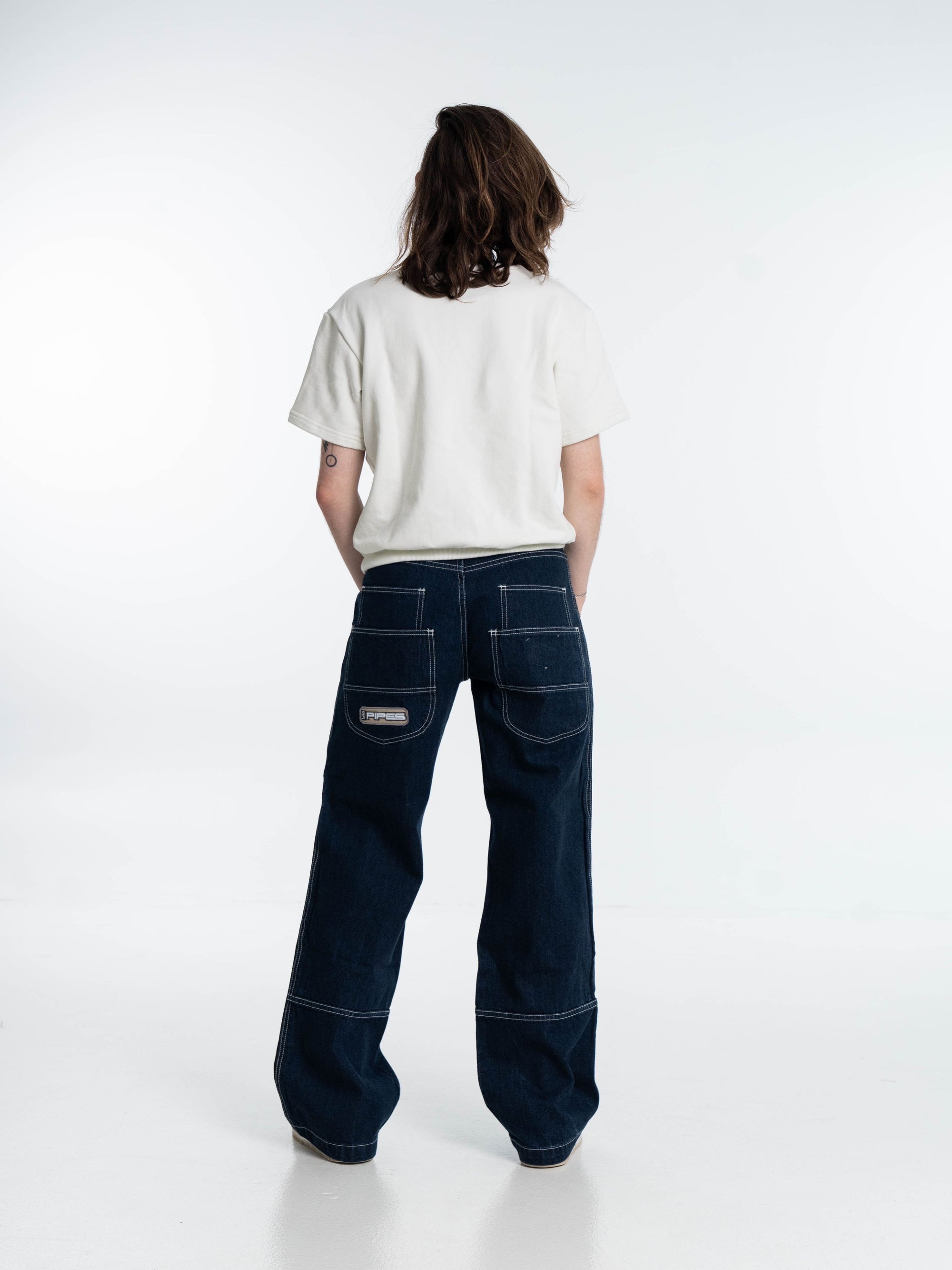 GANK T-Shirt blanc french terry brodé crème