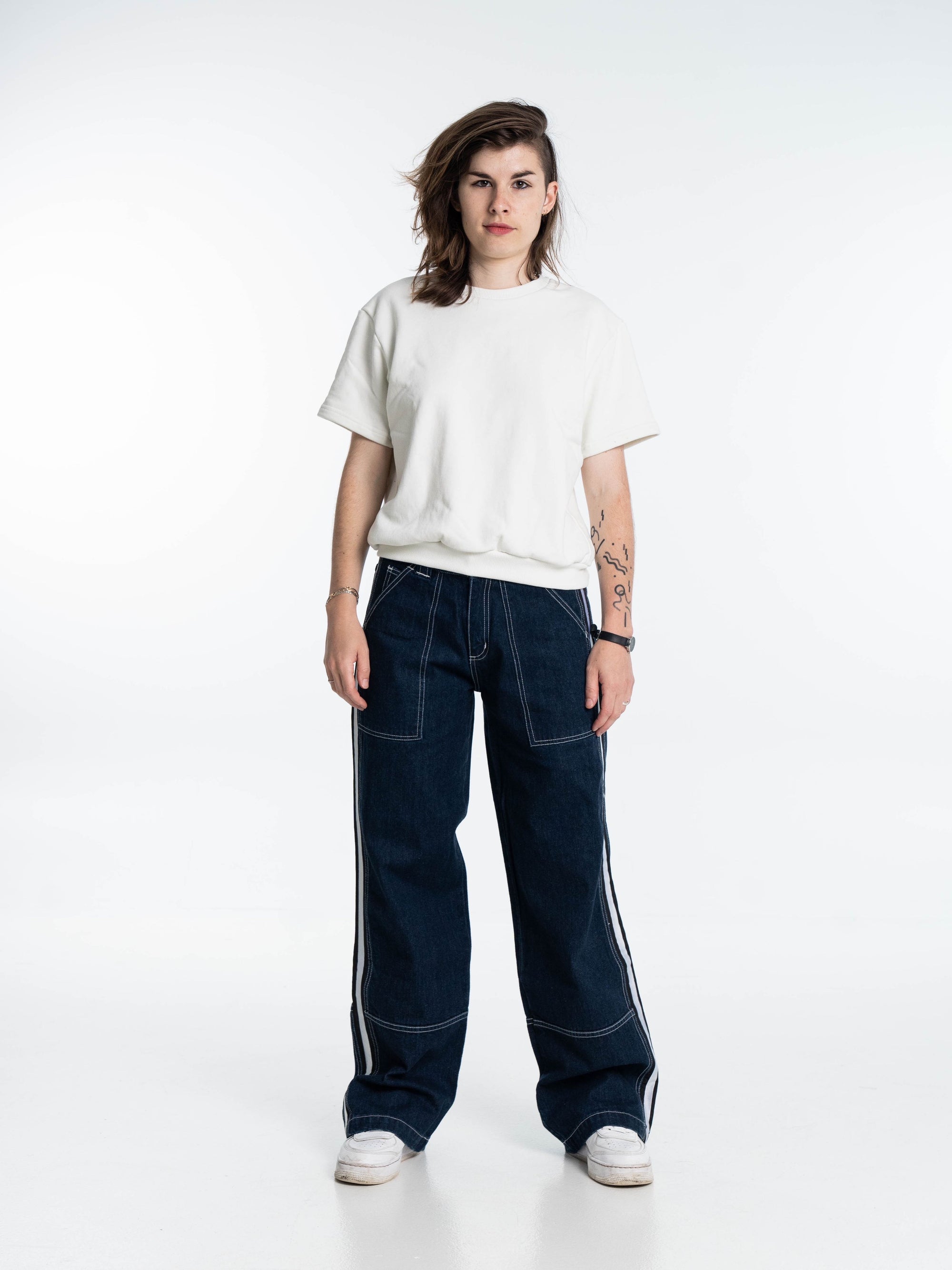 GANK T-Shirt blanc french terry brodé crème