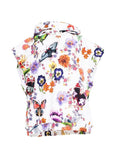 OSCAR MENDOZA white sleeveless hoodie with butterfly and flower print