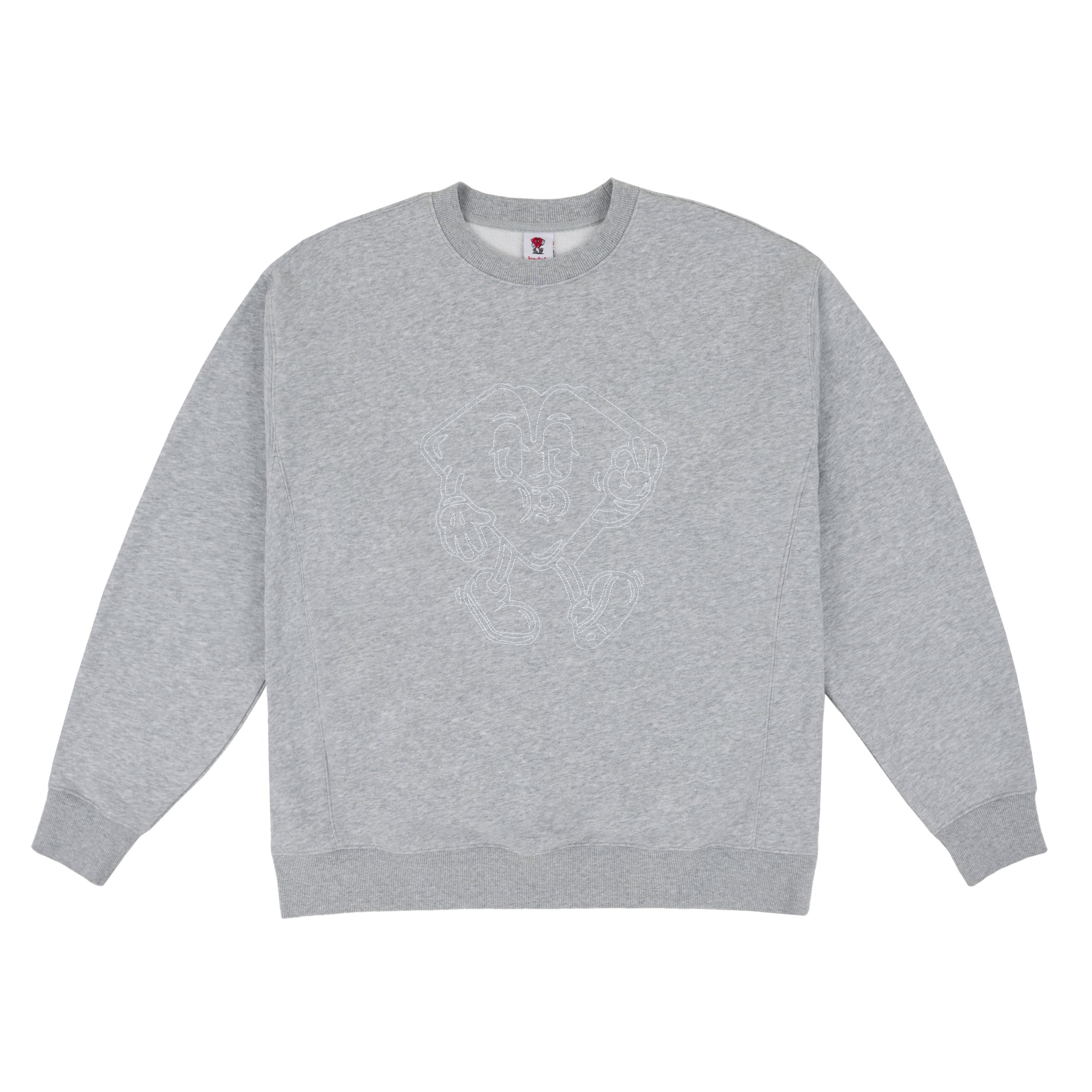 LOVIAH Sewn Heartman Pull à col rond en gris chiné