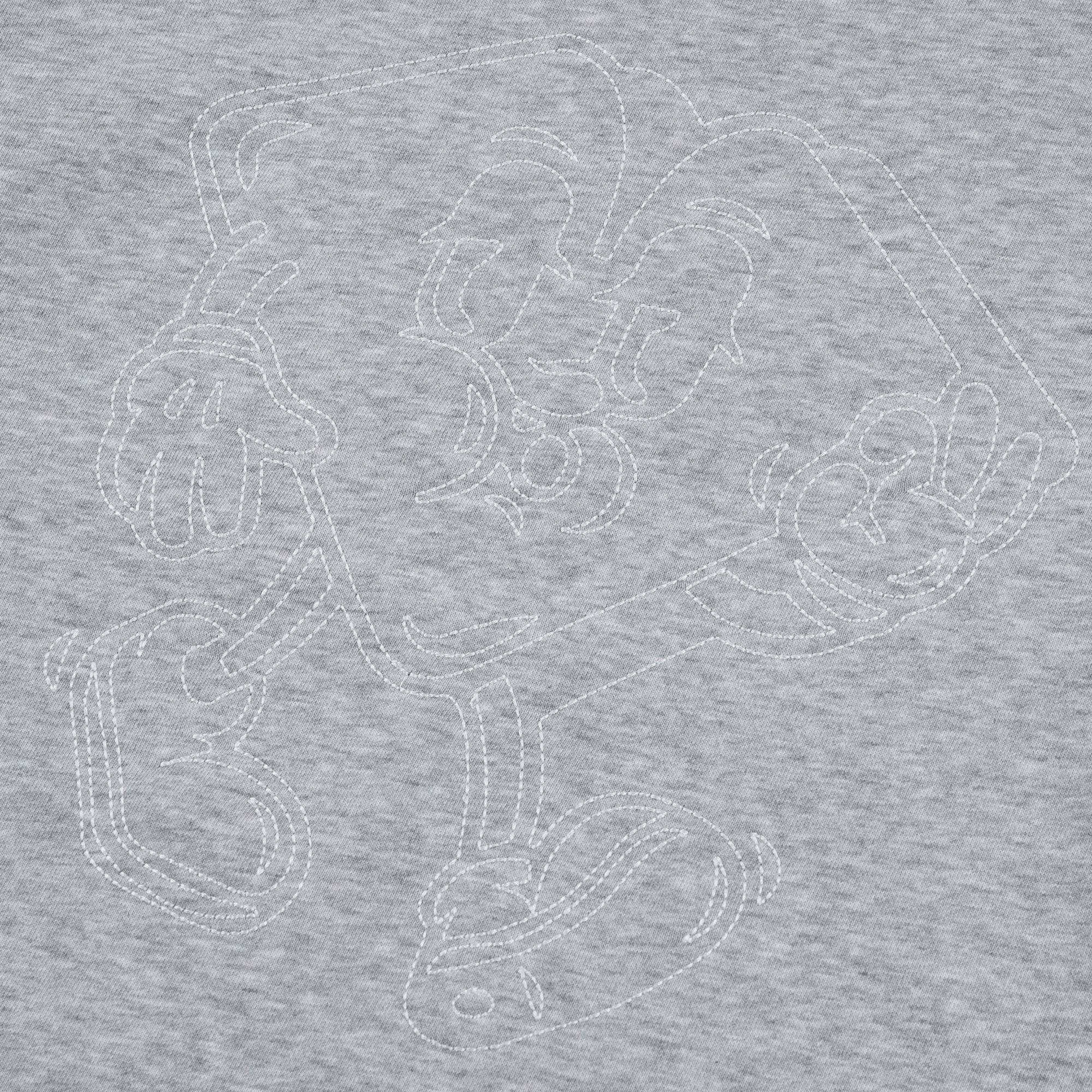 LOVIAH Sewn Heartman Pull à col rond en gris chiné