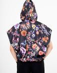 OSCAR MENDOZA Black sleeveless hoodie with butterfly and flower print