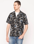 Naked & Famous Aloha Shirt - Waikiki Waves - Black
