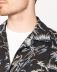 Naked & Famous Aloha Shirt - Waikiki Waves - Black