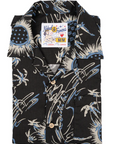 Naked & Famous Aloha Shirt - Waikiki Waves - Black