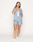Naked & Famous Short - Dobby Patchwork - Bleu pâle