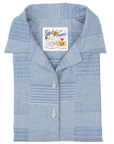 Naked & Famous Camp Collar Shirt - Dobby Patchwork - Pale Blue