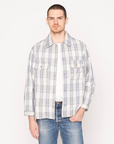 NAKED & FAMOUS Work Shirt - Asagi Sashiko - Blanc