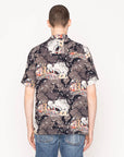 NAKED & FAMOUS- Aloha Shirt Skeletons - Dark Grey