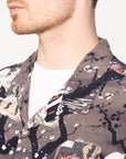 NAKED & FAMOUS- Aloha Shirt Skeletons - Dark Grey