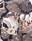 NAKED & FAMOUS- Aloha Shirt Skeletons - Dark Grey