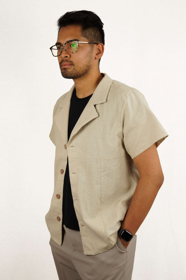 ALYKS Chemise en lin en beige