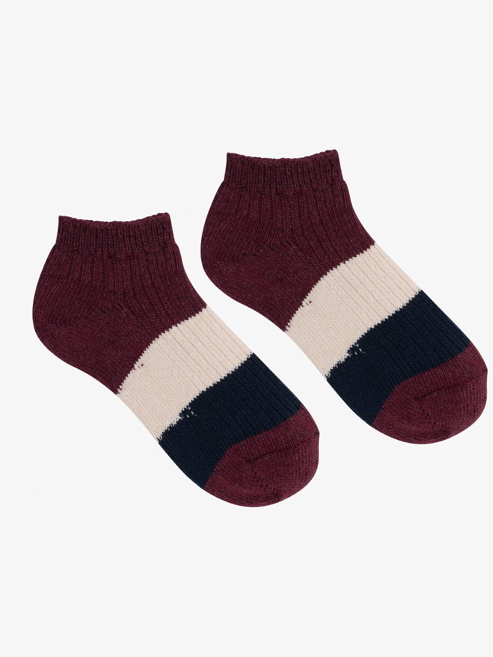 MILO & DEXTER Heritage Crop Sock rouge vin bleu marine et beige