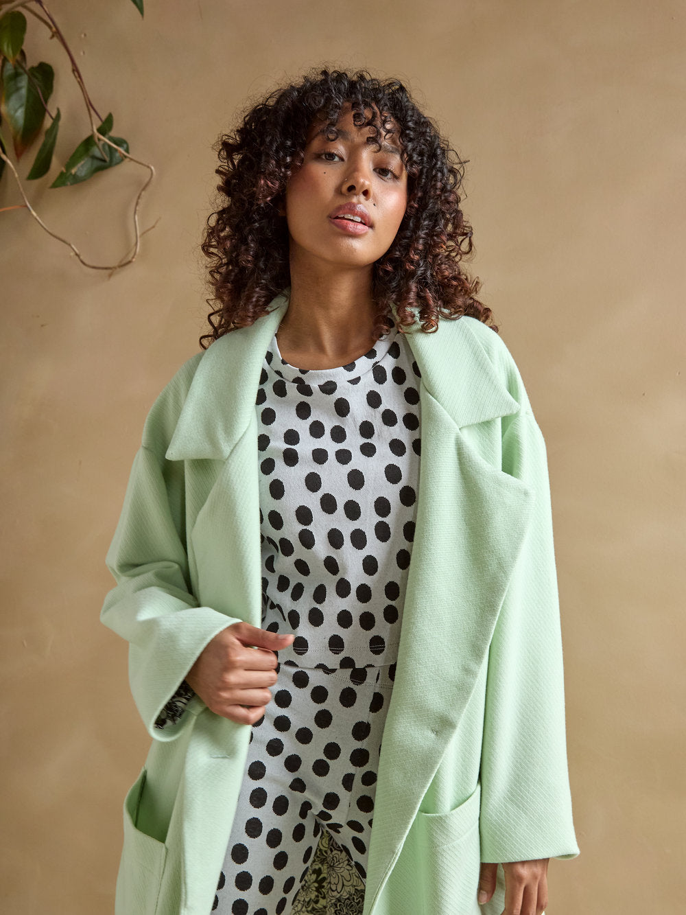 MARIGOLD T-shirt Joe col rond blanc à pois noir