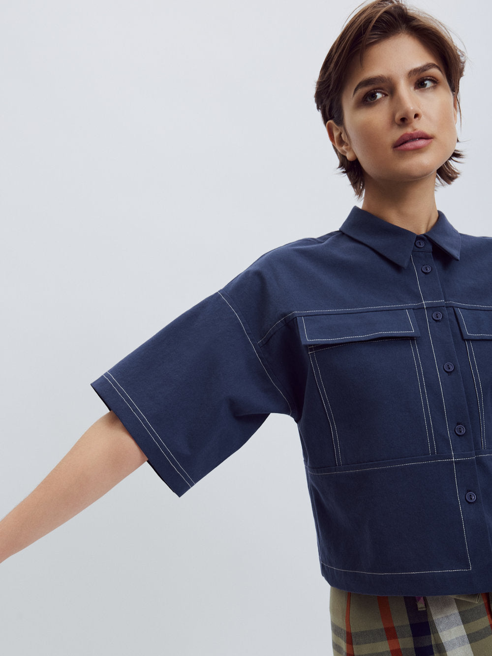 EVE GRAVEL chemise Iris marine