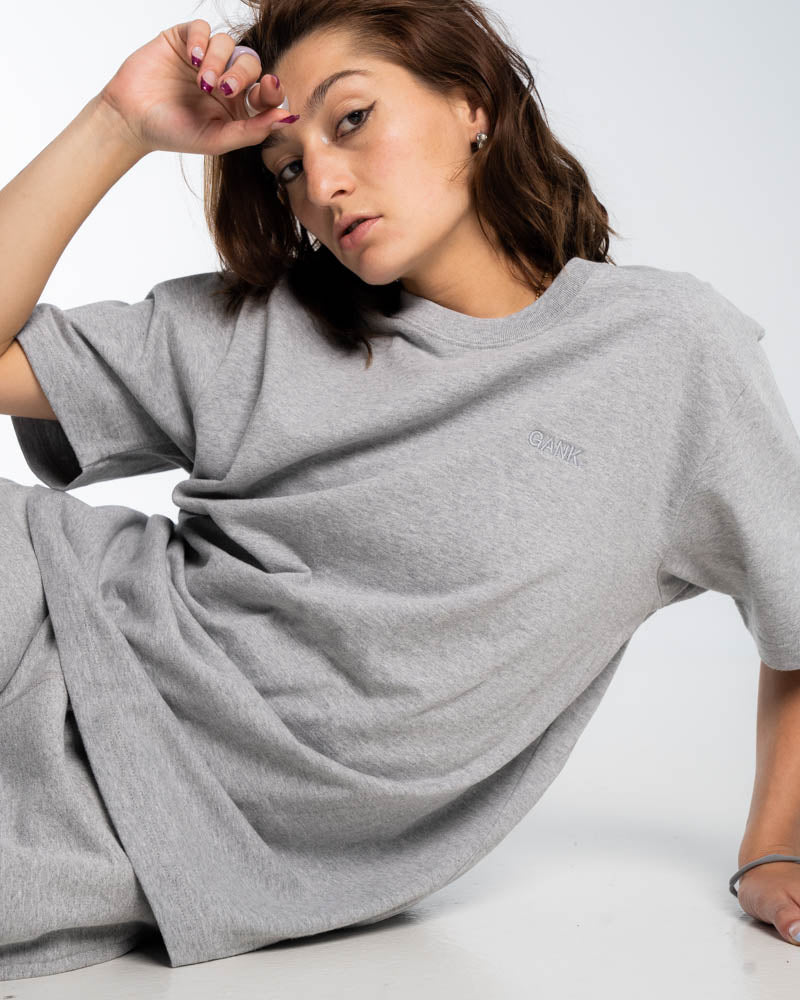 GANK T-Shirt gris brodé ton sur ton