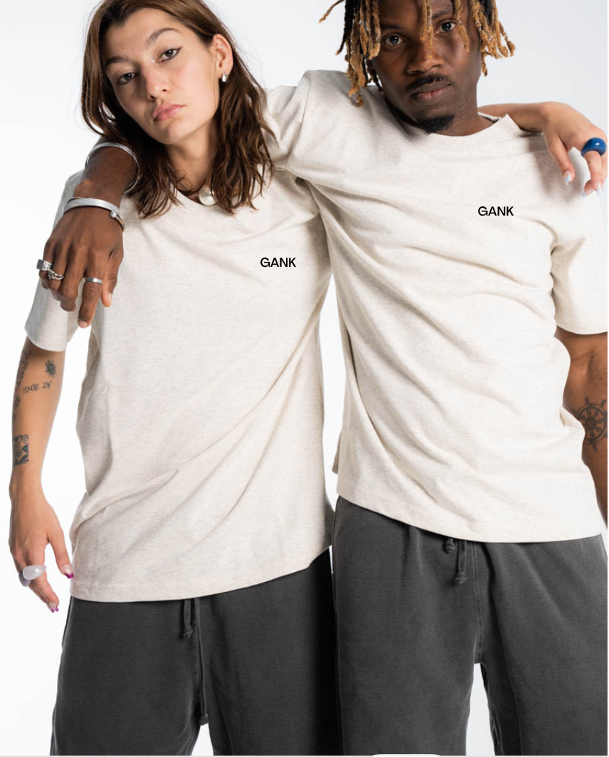 GANK T-shirt oatmeal brodé en noir
