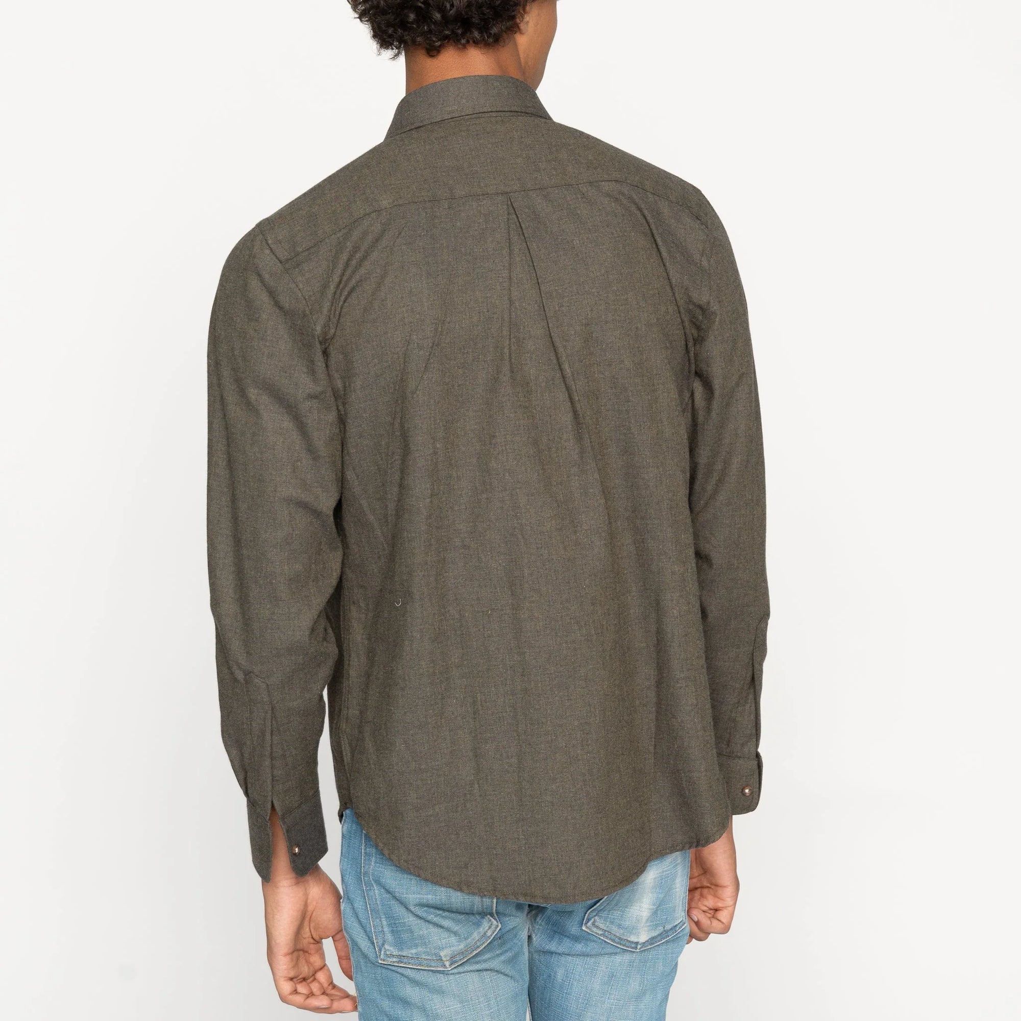 NAKED AND FAMOUS Chemise Easy en Twill doux mélangé - Vert forêt profond