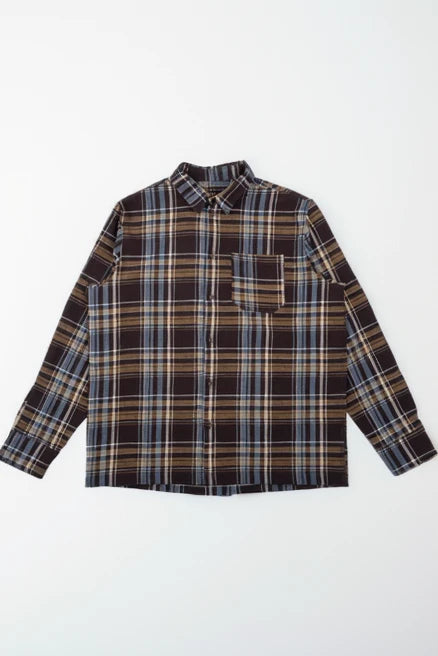 NAKED AND FAMOUS  True Shirt Slub Yarn Flannel - Navy