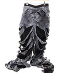 RED RAVEN - Pantalon Denim Noir Troué Double Layering