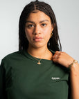 GANK T-Shirt Green Embroidered in Cream