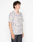 NAKED & FAMOUS Aloha Shirt - Linen Cats -Blue