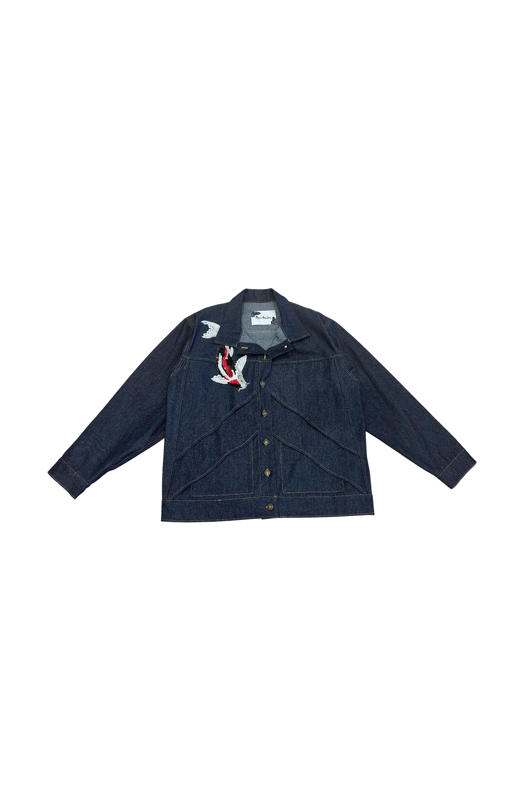 OSCAR MENDOZA - Jacket de denim avec broderie poisson Koi