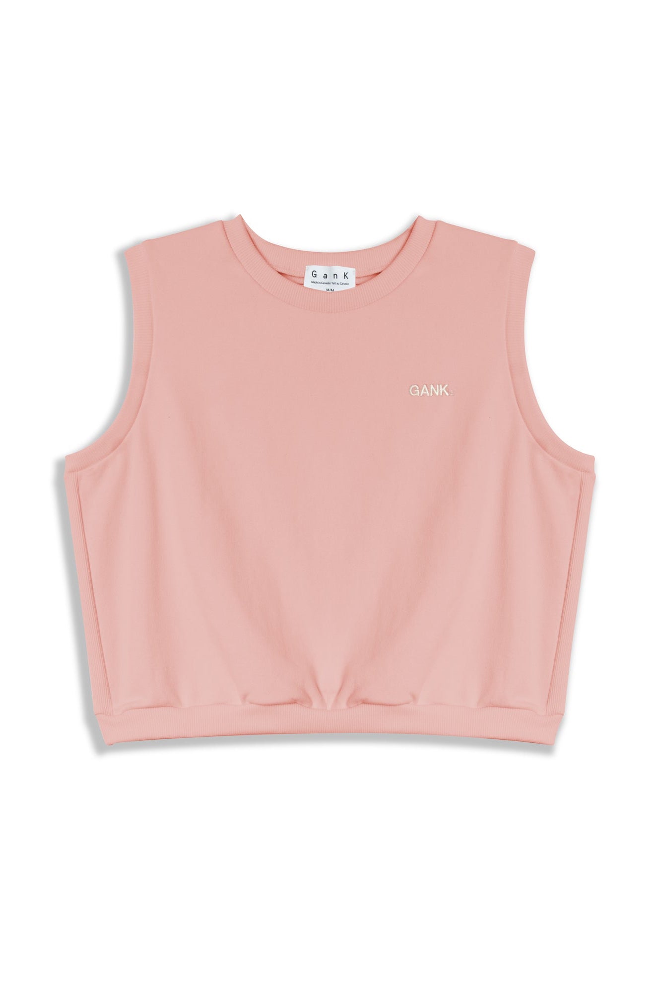 GANK T-Shirt sans manches french terry rose brodé crème