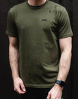 GANK T-Shirt olive brodé noir