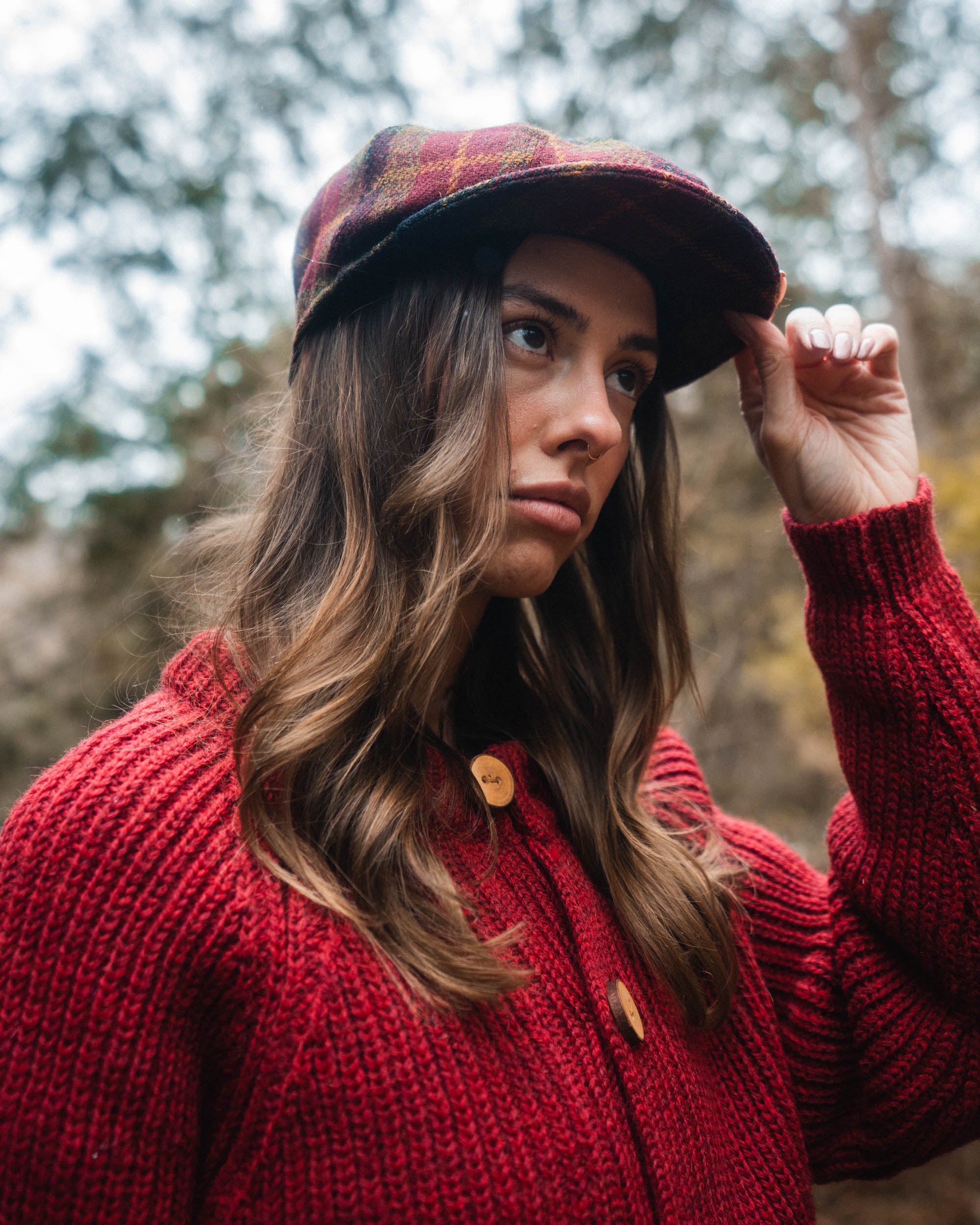 MILO &amp; DEXTER Flat cap Harris tweed mixed bourgogne