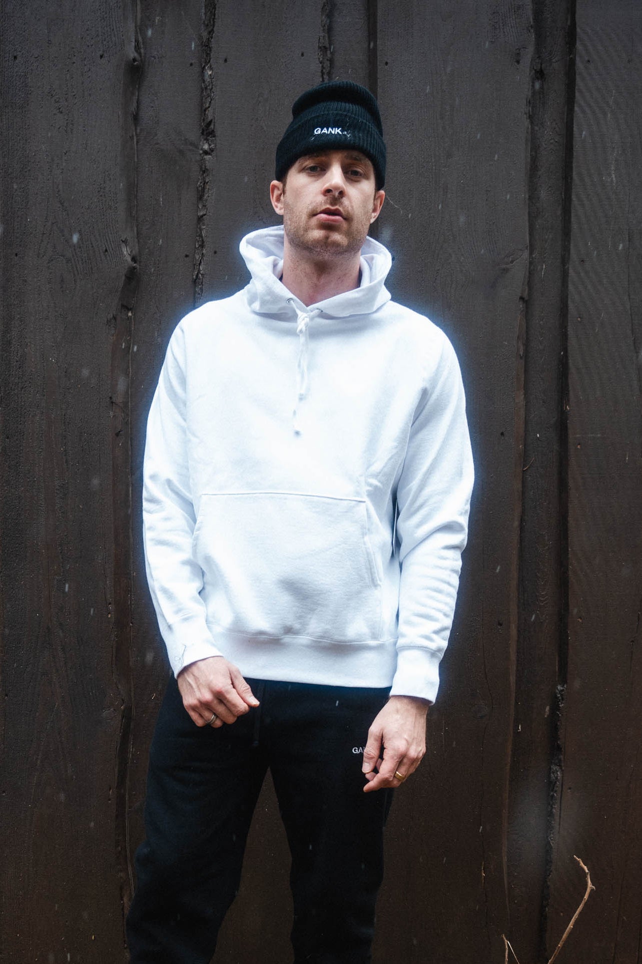 GANK White Tone-on-Tone Embroidered Hoodie