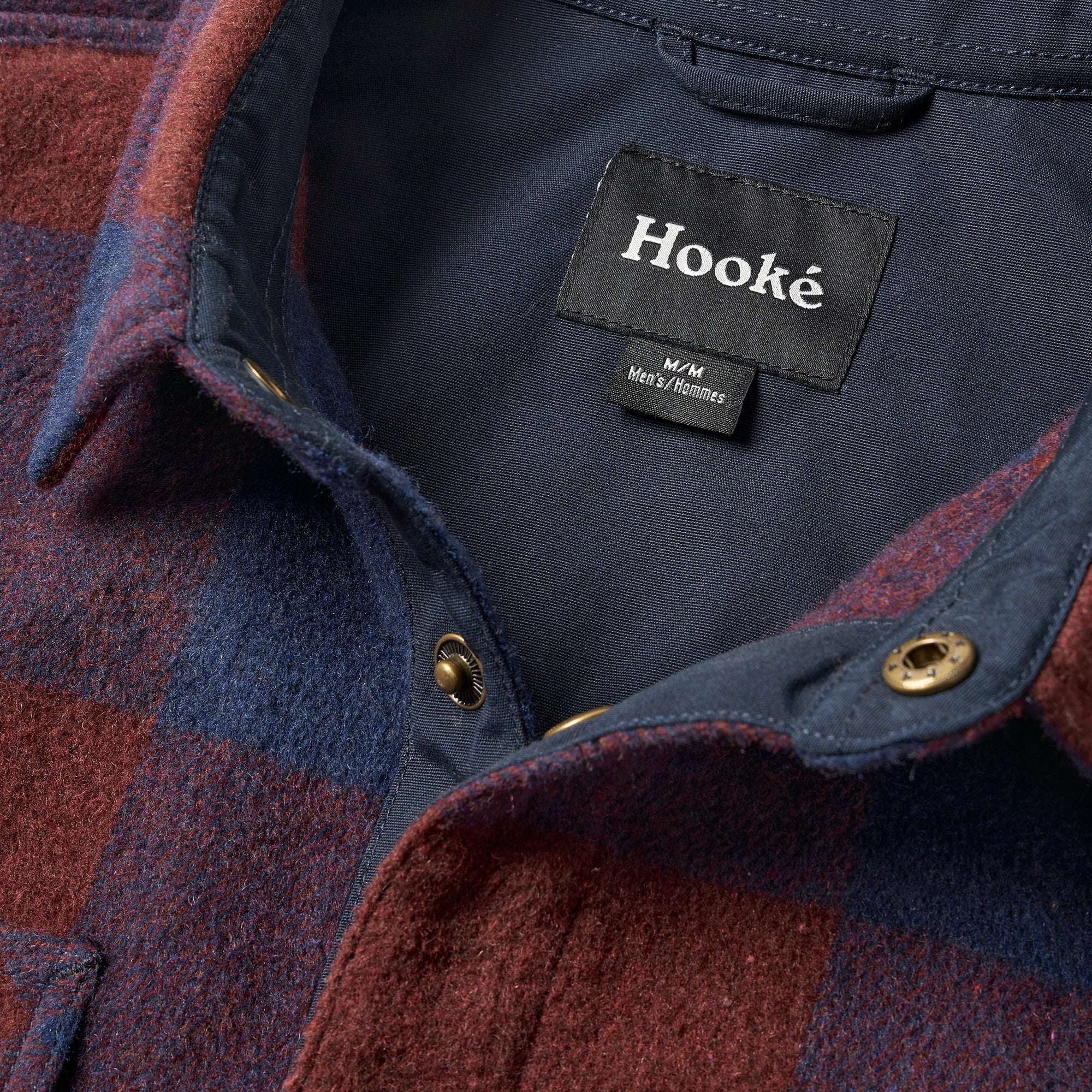 HOOKÉ Canadian overshirt navy &amp; red wine