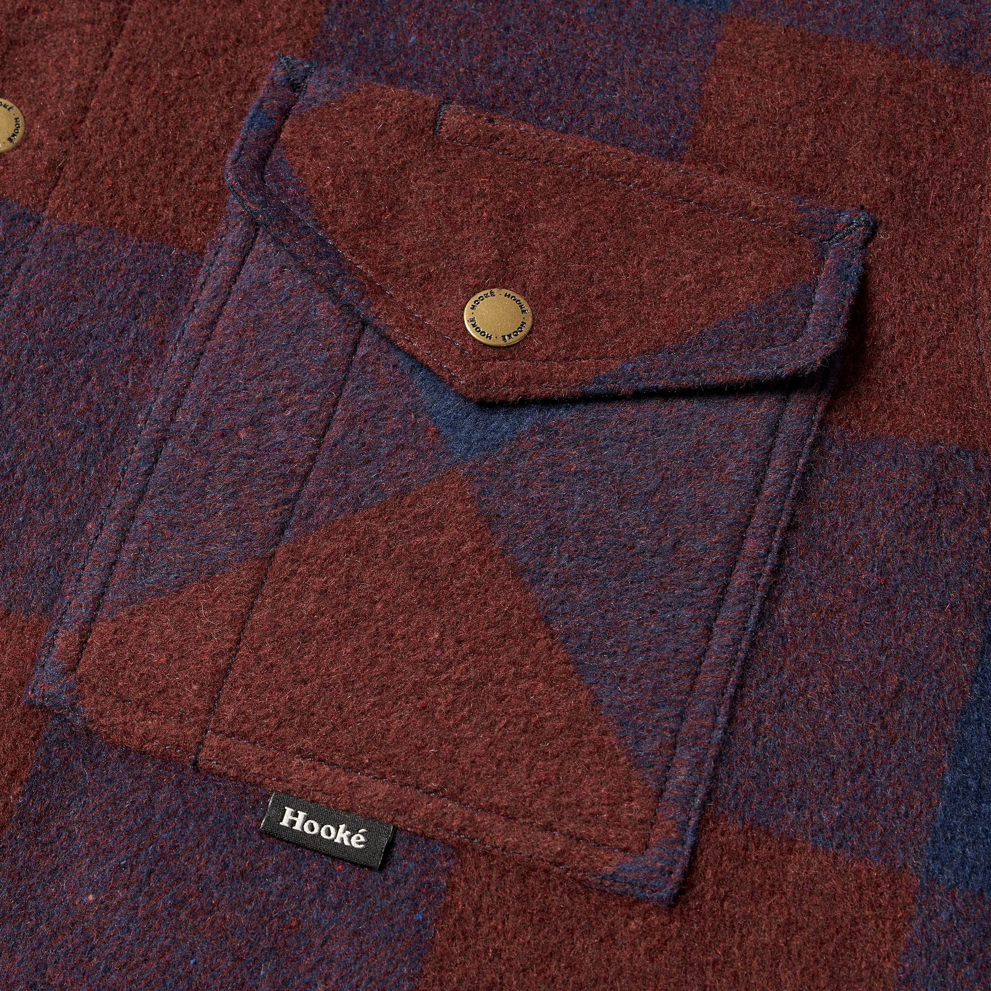 HOOKÉ Canadian overshirt navy &amp; red wine