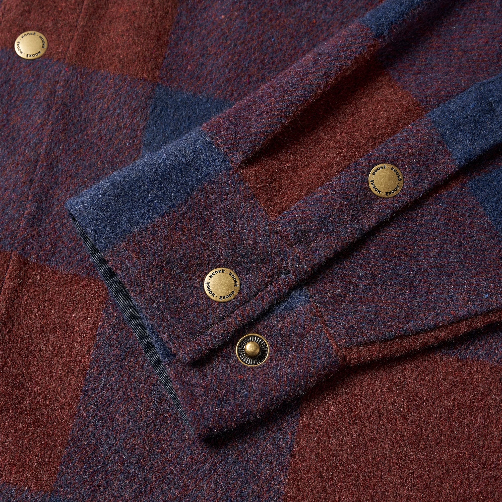 HOOKÉ Canadian overshirt navy &amp; red wine